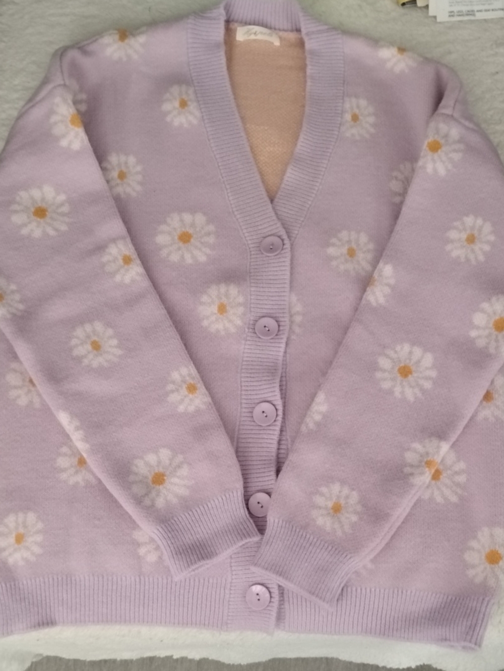 Lilac Daisy Button-Up Cardigan